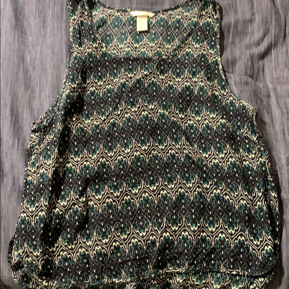 Blue and green patterned tank top